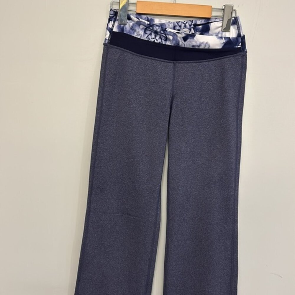 Lululemon Gray Yoga Pants with Floral Waistband